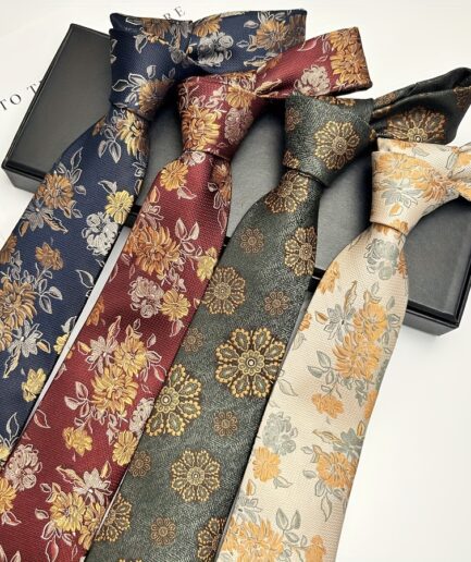 Floral Pattern Necktie Set